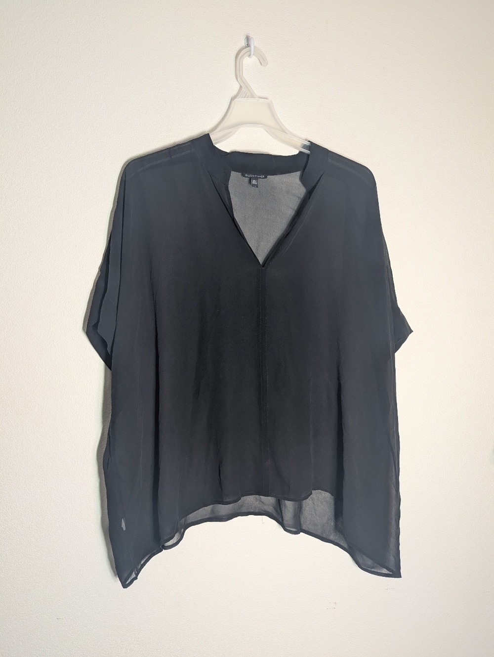 Eileen Fisher Womens Blouse Shirt 100% Silk Flowy Lagenlook Quiet Luxury Large